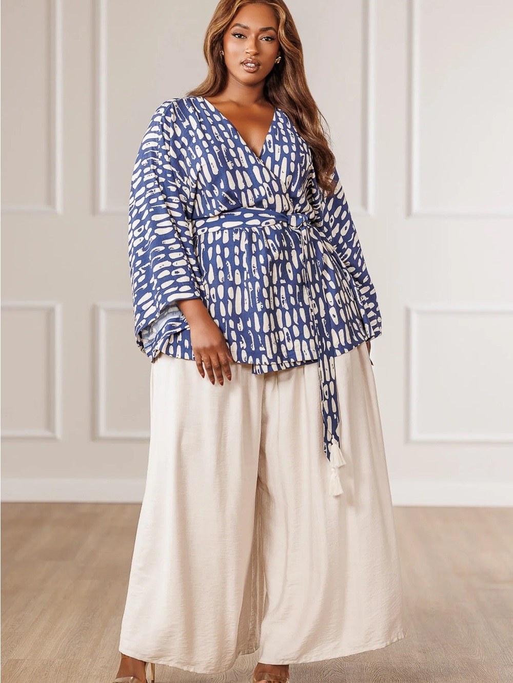 J Brooks Boutique MONET KIMONO TOP WRAP Top with Tie Belt size 3X